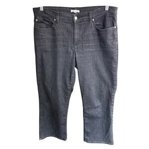 Eileen Fisher Womens Straight Leg Jeans BLACK 14 Organic Cotton Stretch Grunge